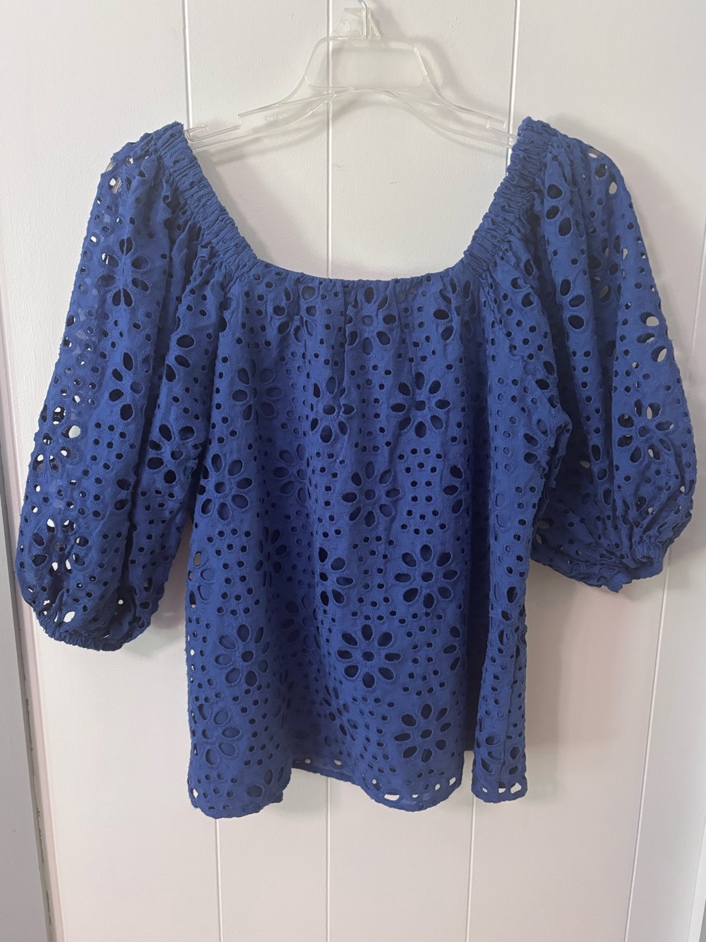 Lilly Pulitzer Embroidered Blue Puff Sleeve Too Size Small